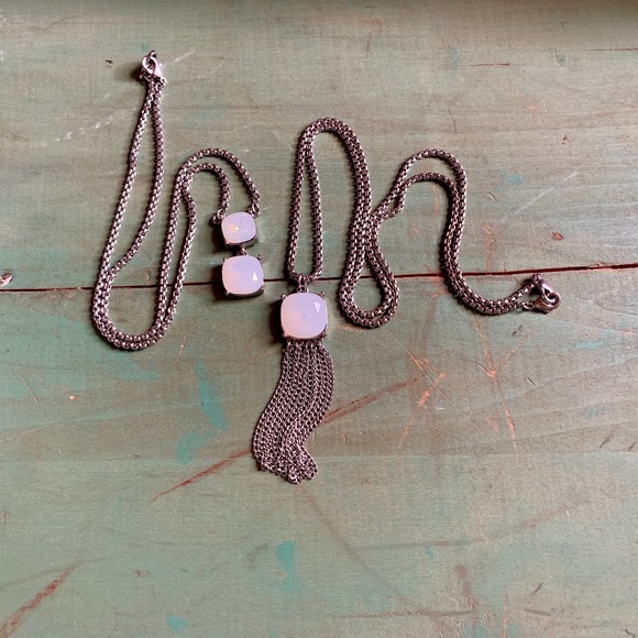 Faux Opal Crystal Silver Tone Layering Necklaces - Picture 4 of 13